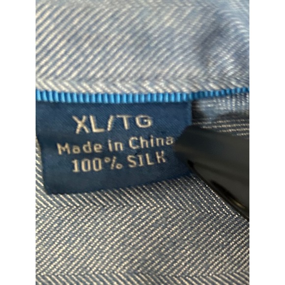 Tommy Bahama Shirt Men XL Long Sleeve Plaid Button Down Blue Silk Casual Beach - Picture 10 of 11